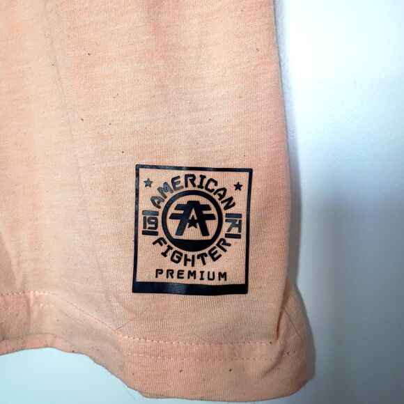 Buckle American Fighter Men's T Shirt Peach Gray Double Sided M - Picture 4 of 9